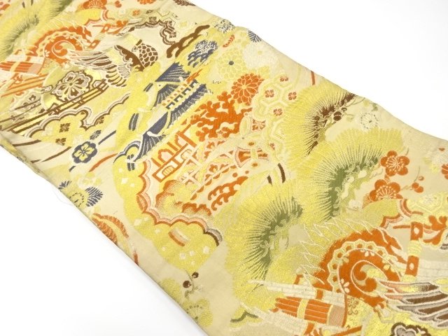 JAPANESEKIMONO / ANTIQUE ANTIQUE JAPANESE CYPRESS FAN / WOVEN CASTLE /